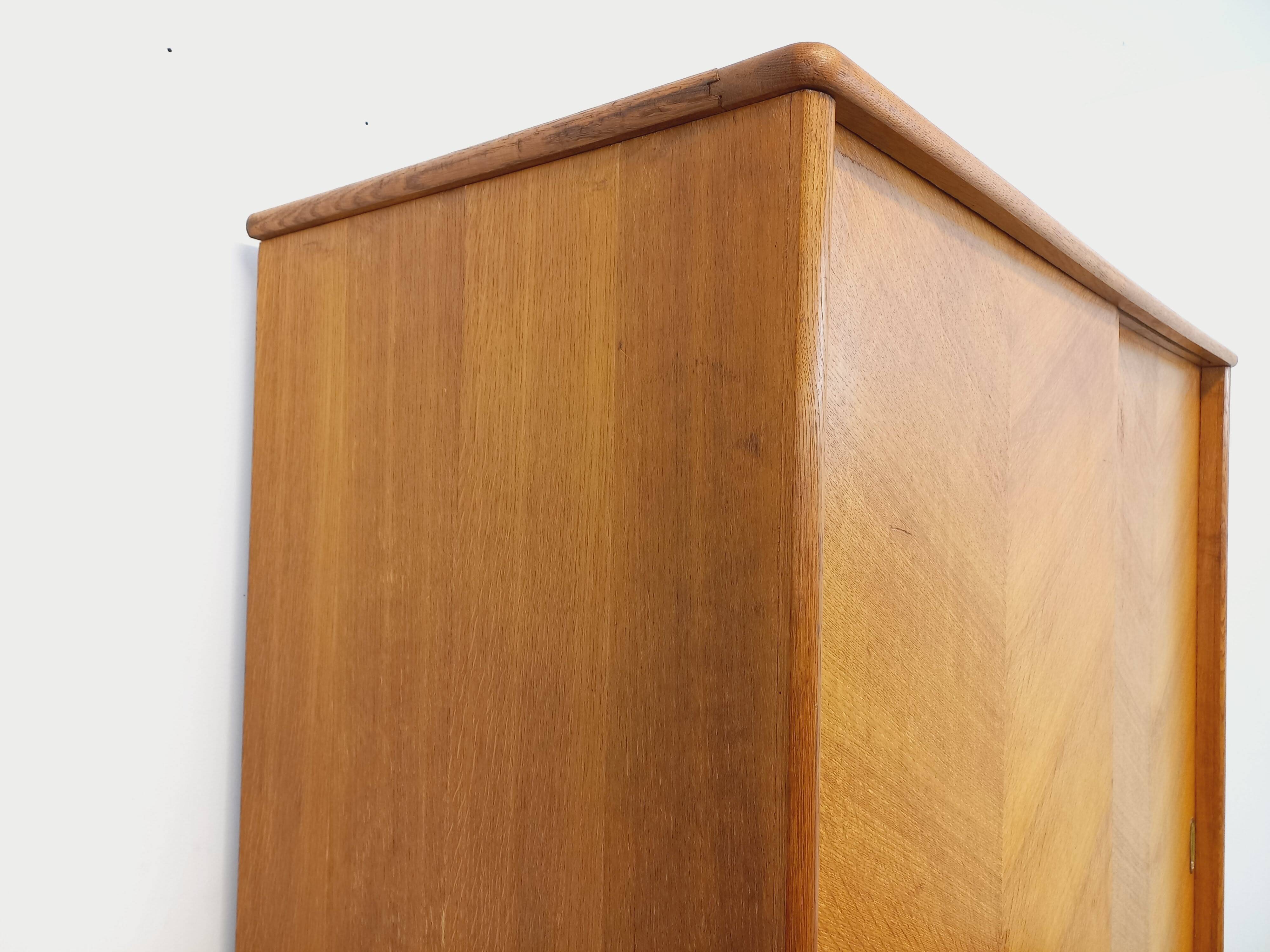 Vintage oak wardrobe from the 1960s.
