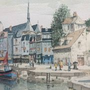 Tableau E.A. watercoloured by Cedric Eudeline "Honfleur, morning sun"