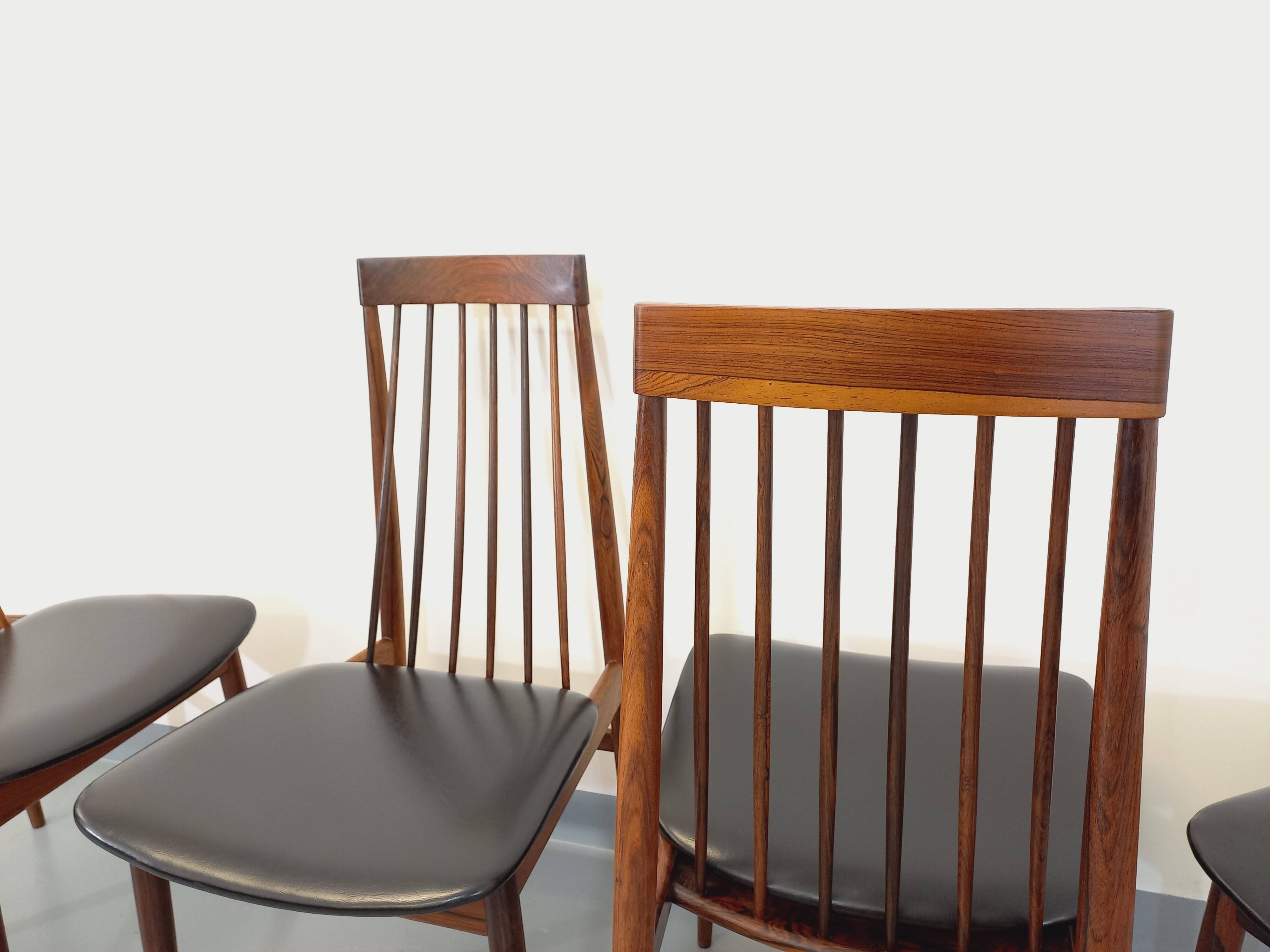 Set of 4 vintage Scandinavian style rosewood chairs from the 60s, by Ernst Martin Dettinger