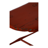 Pair of patinated wooden stools painted red with flared legs, 1950s-1960s.