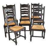 8 chaises chêne massif noires