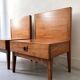 Modernist pair / Scandinavian wooden bedside tables, 1970 design.