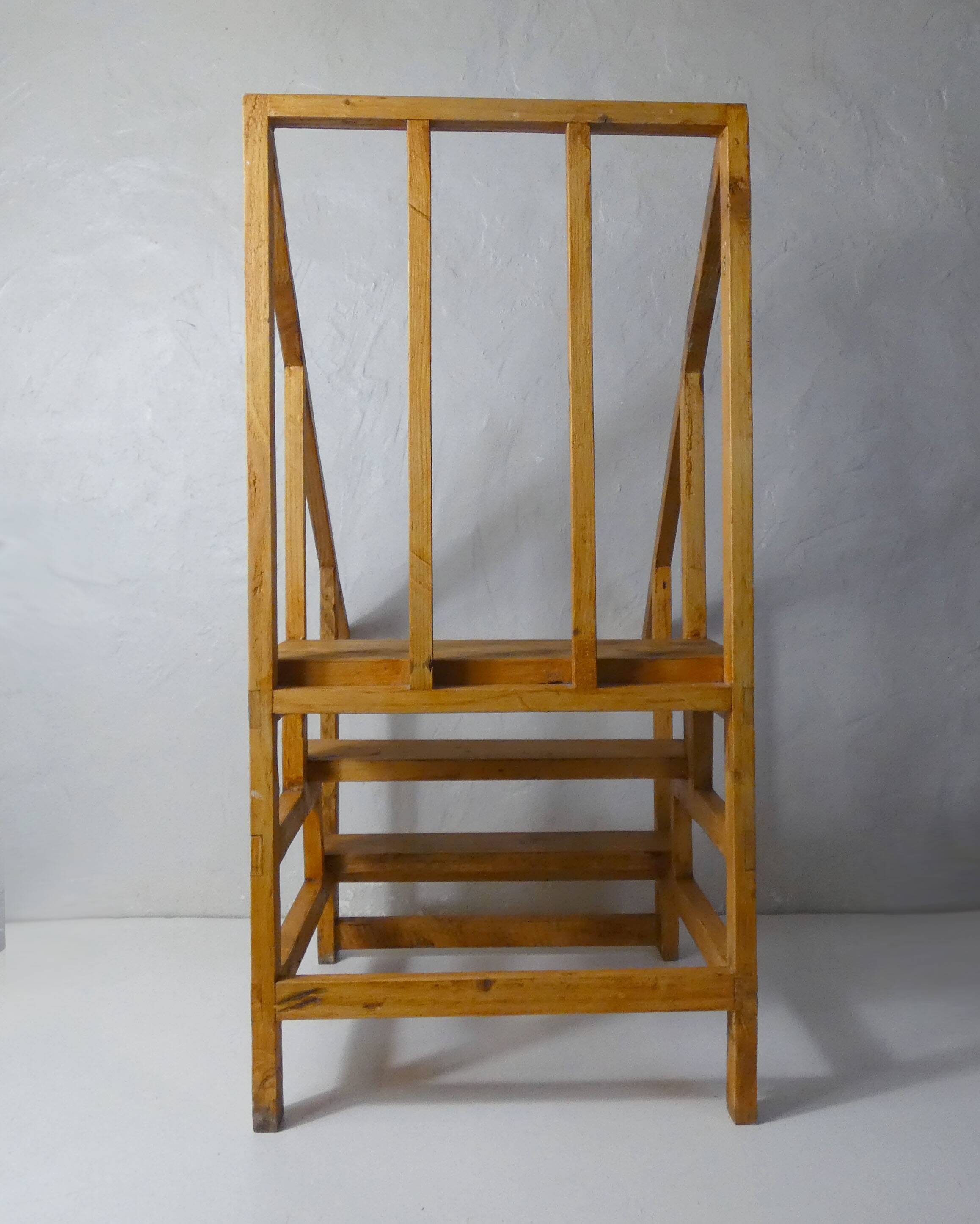 vintage wooden library staircase