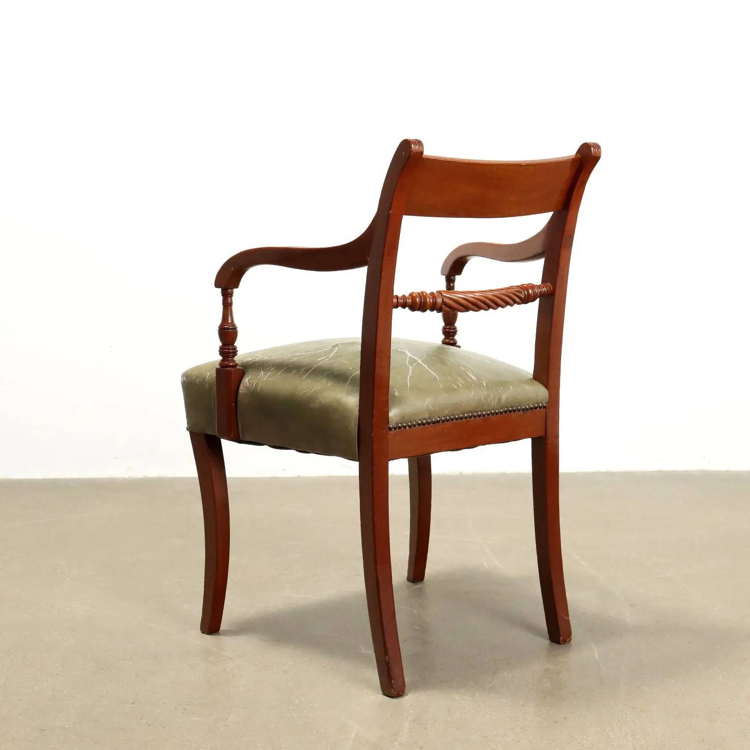 Antique Regency armchair in mahogany, upholstered seat, UK 1800s