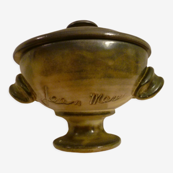 Poterie pot couvert en ceramique signée Jean Marais