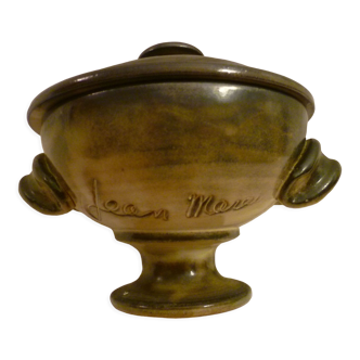 Ceramic covered pot pottery signed Jean Marais