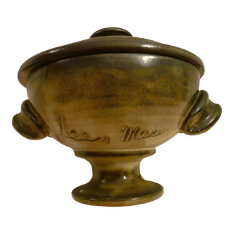 Poterie pot couvert en ceramique signée Jean Marais