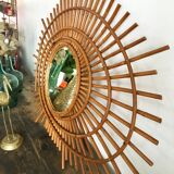 Sun mirror in rattan made in 1960