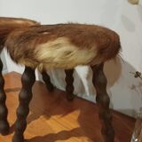 Duo of cowhide stools