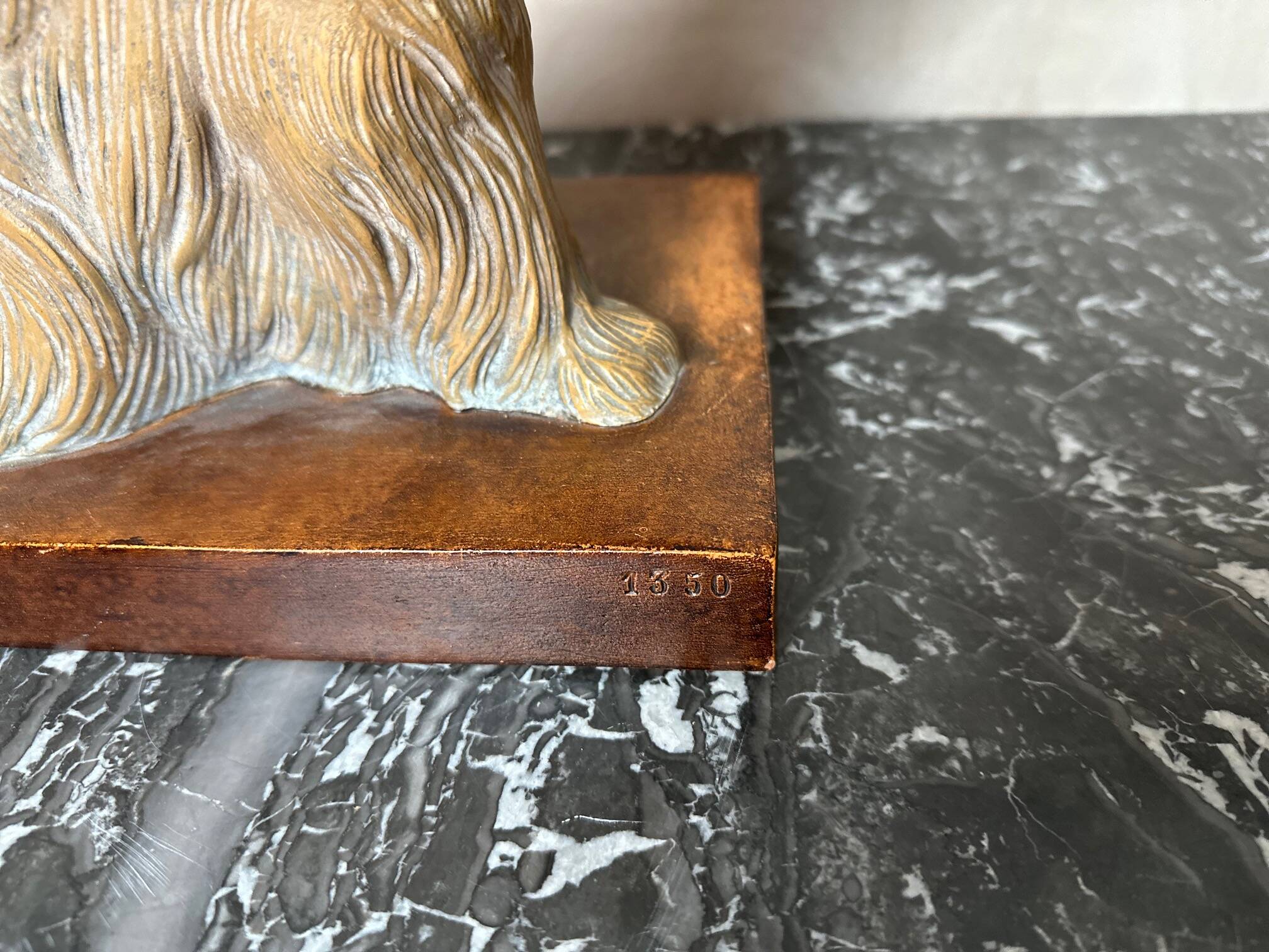 Terracotta dog signed R. Pollin