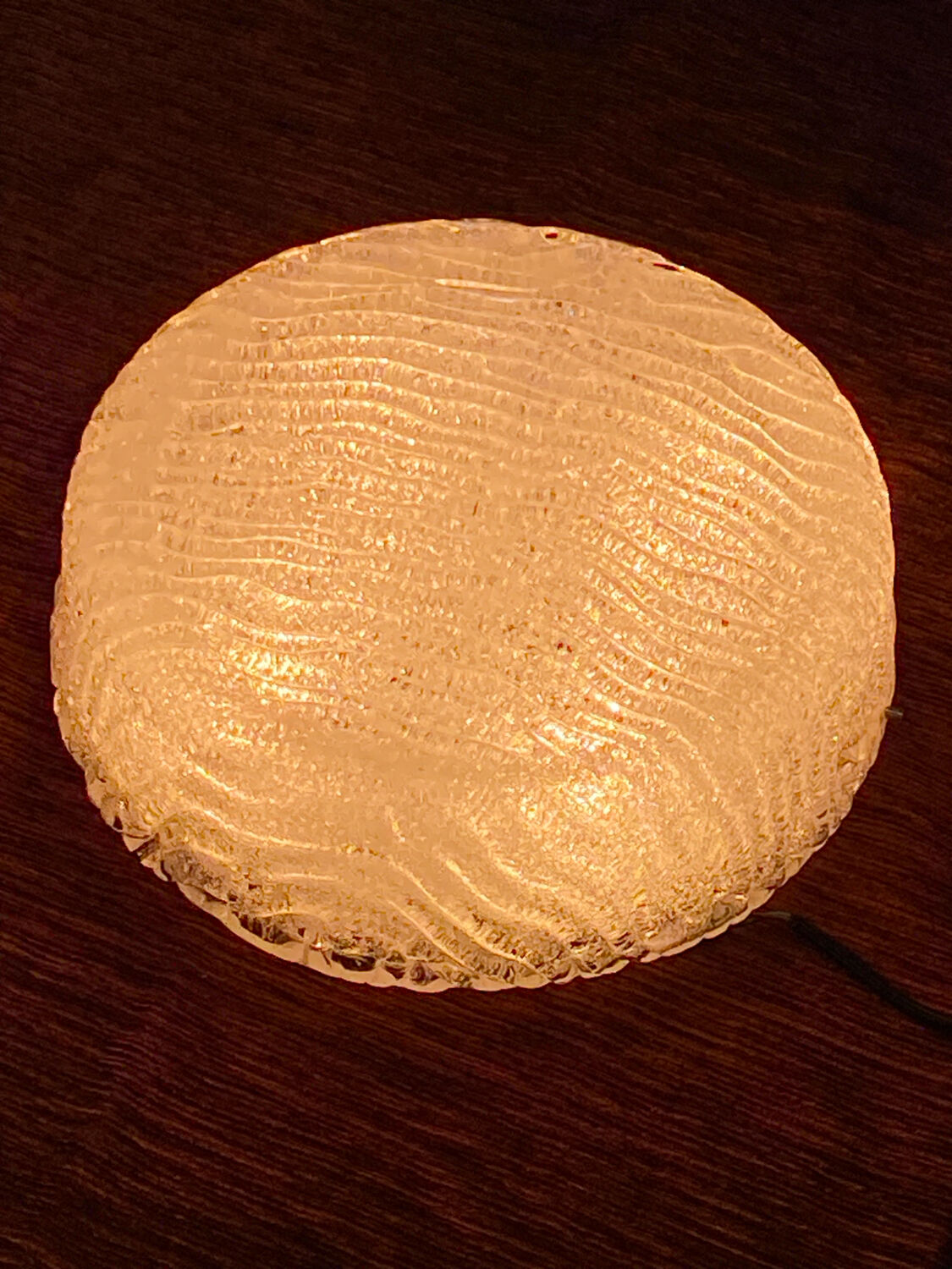 Vintage 1980s Round Molded Glass Ice Cube Wall Sconce