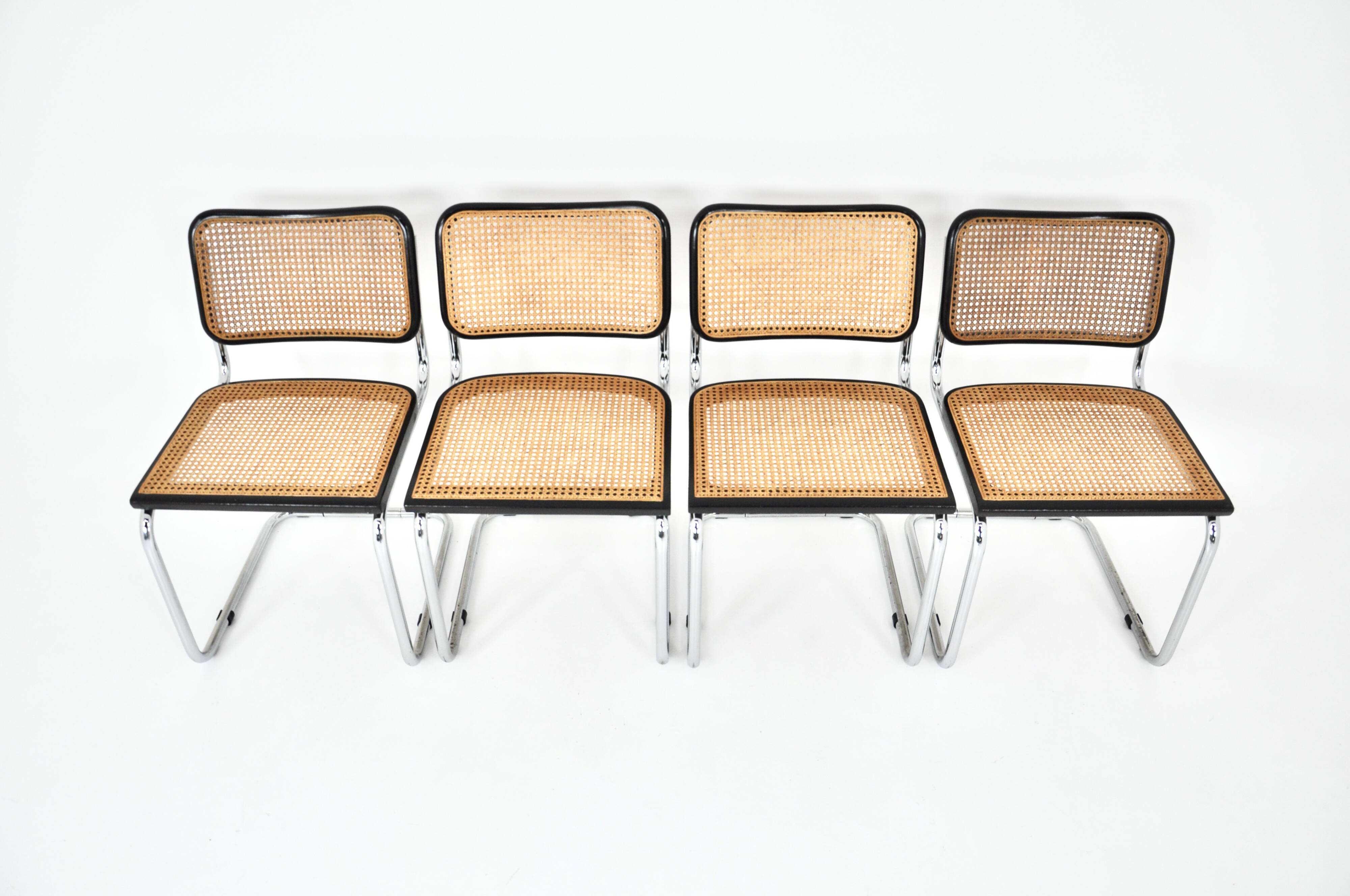 Set of 4 B32 Style Dining Chairs by Marcel Breuer
