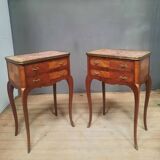Pair of transitional bedside tables in veneered wood