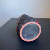 Vintage Mid Century Modern Fat Lava West German Black and Red Glazed V