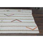 White Brown Antique Handmade Wool Kilim Rug 190x251