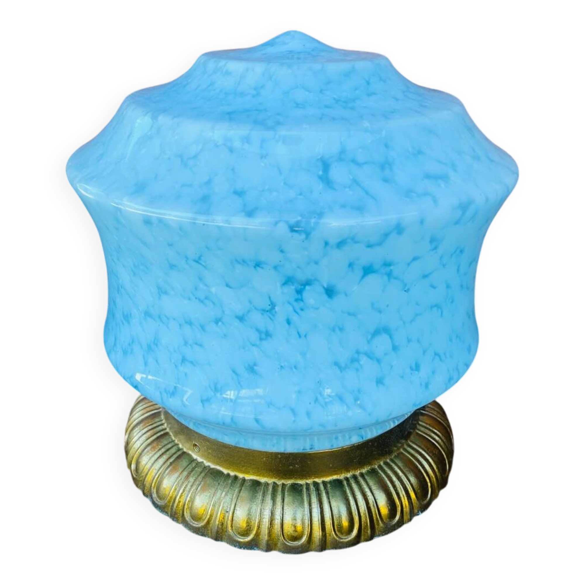 Antique Art Deco blue Clichy glass ceiling light