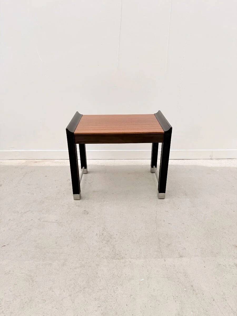 Side table in mahogany and stained oak, France 1980.