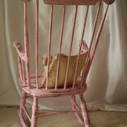 Rocking-chair vintage 50 in pink patina wood