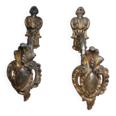 Pair of antique curtain tiebacks in Louis XV style - gilded metal - i