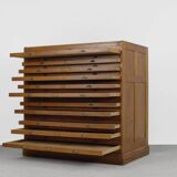 Vintage Large Industrial Oak File Cabinet with Multiple Drawers, 1930s