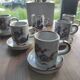 Lot de 6 tasses et 6 soucoupes à café en grès français