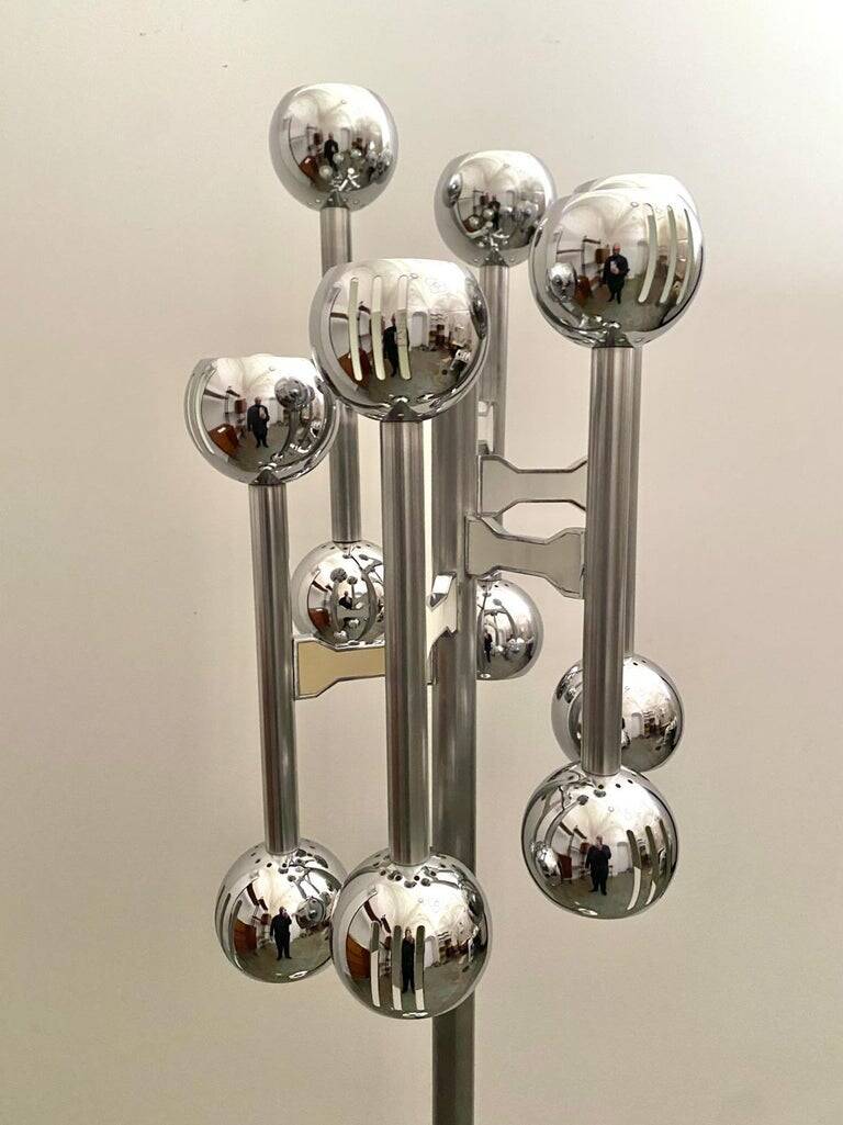 Lampadaire Space Age chromé, Italie 1970