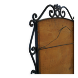 French mid-century brutalist wall mirror in wrought iron, made in the 1950s.