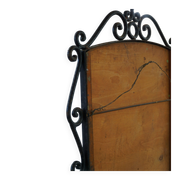 French mid-century brutalist wall mirror in wrought iron, made in the 1950s.