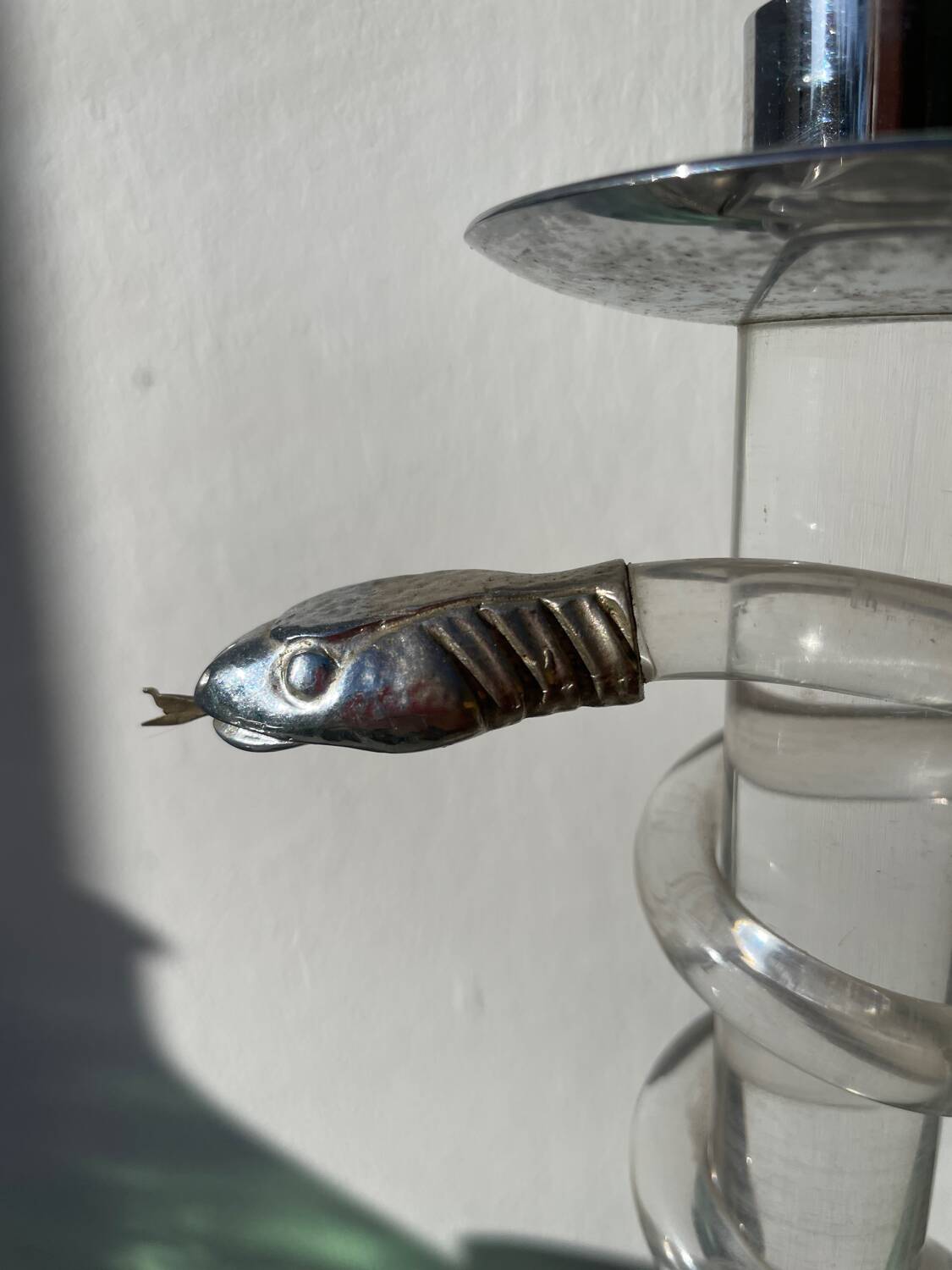 Silver-plated metal candlestick signed Alessandro Albrizzi 1970