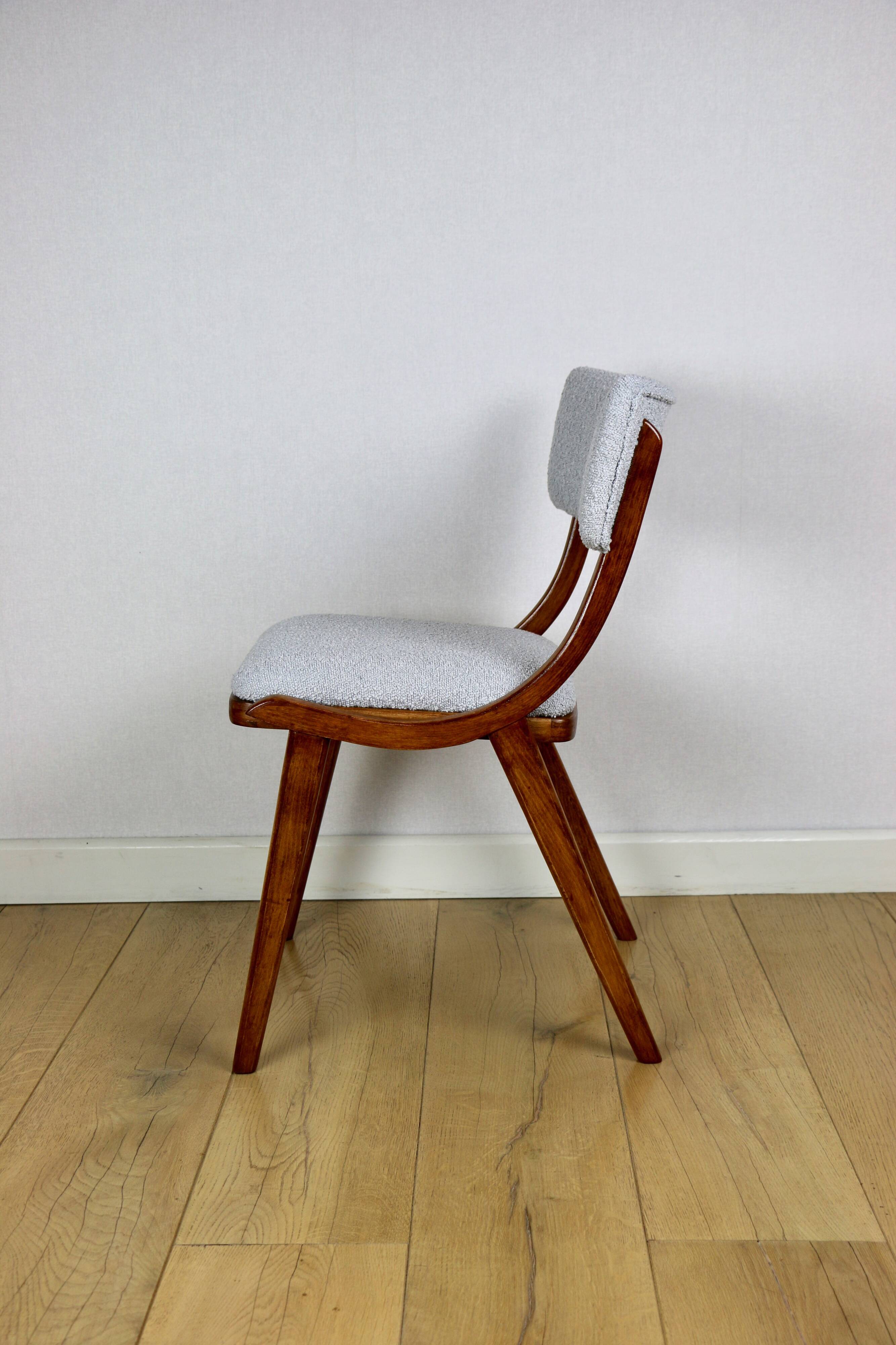 Skoczek chair light blue light grey boucle from the 70s