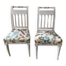 Paire de chaises directoire epoqie XlXème bois cerusé et tissu chintz