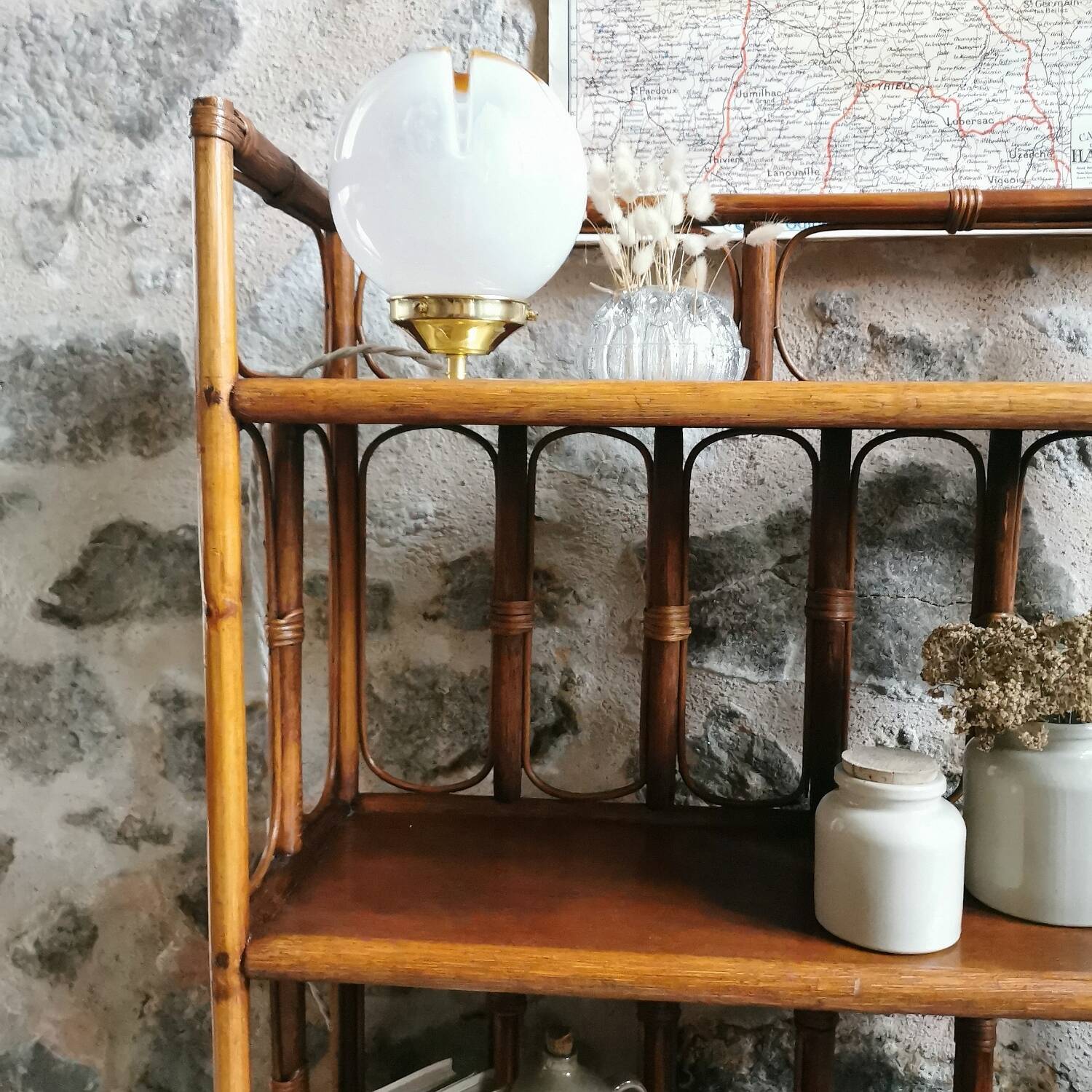 Vintage rattan shelf