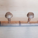 Wooden school coat racks, 4 heads, vintage French, 50s