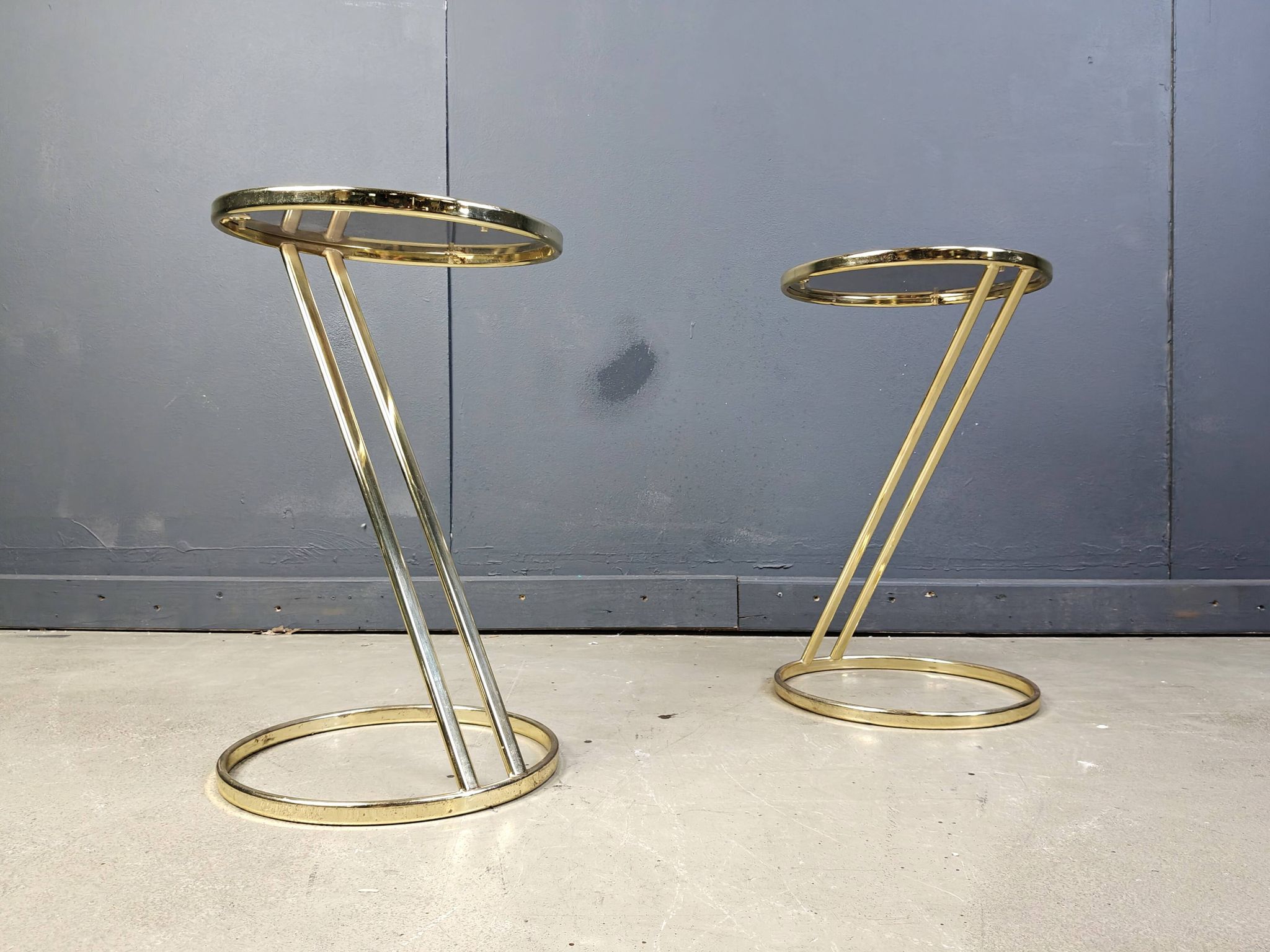 Vintage brass side tables - set of 2, 1970s