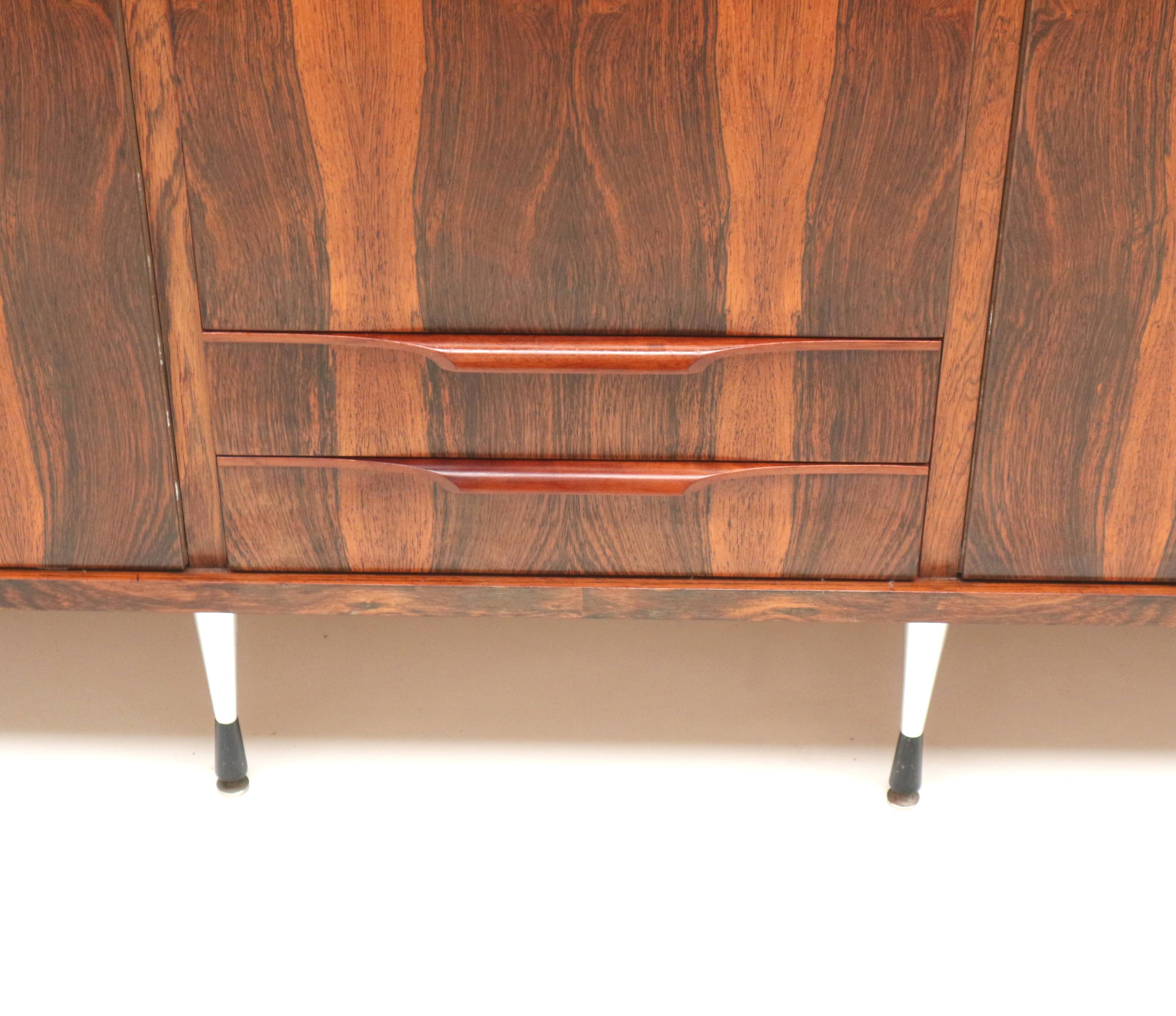 Large 5-door vintage wardrobe in rosewood with stylish adjustable legs in I