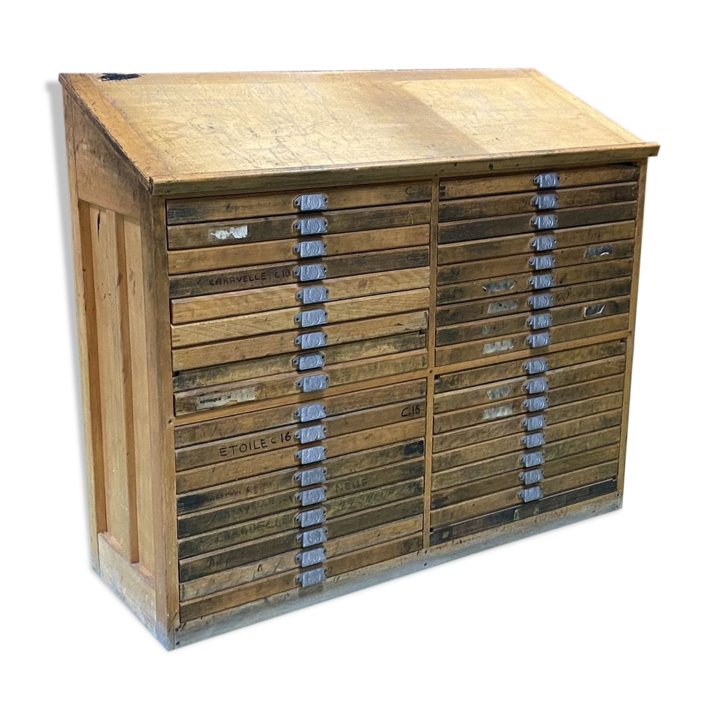 Double oak printer furniture from the 1930s