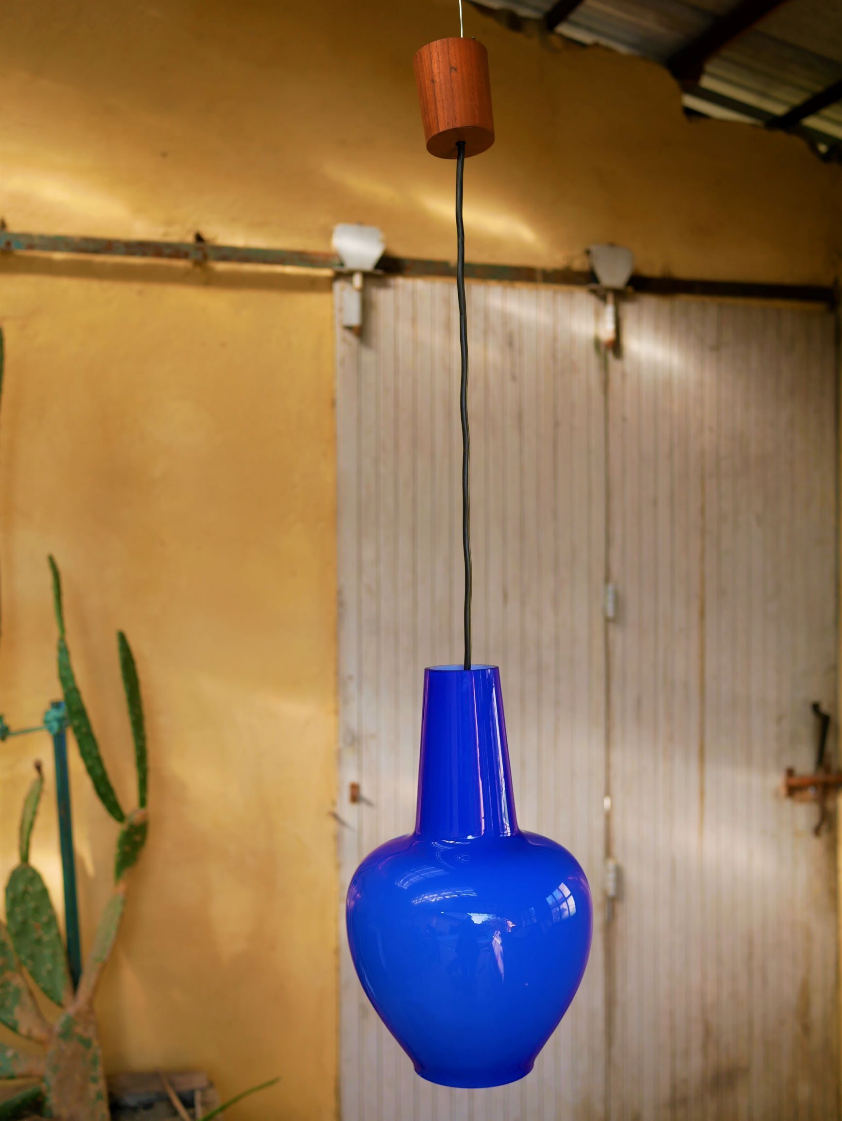 Vintage blue opaline hanging