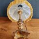 Vintage Gold Brass Table Lamp – Pleated Umbrella Style Lampshade