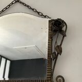 Beveled Art Deco wrought iron mirror