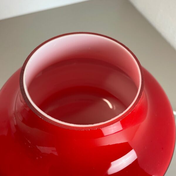 Lampe de table « mushroom » red glass table desktop light made hustadt lights, allemagne, 1970 no.2