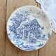 Vintage Gien plate – Ivory earthenware with romantic blue decoration