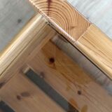 Vintage coffee table in pine and smoked glass, 1970-1980