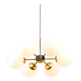 Mid-Century Modern Italian 6-Arm Sputnik Chandelier with Opaline Shades, 19