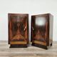 Pair of 1930s Art Deco bedside tables in walnut burl with marble top