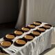11 assiettes à dessert en grès liseré brun Sarreguemines