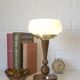 Art Deco Table Lamp | Vintage White Opaline Mushroom Glass | Restored Solid Wood | Fully Rewired | Bauhaus Style