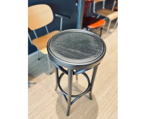 Lot de 4 tabourets de bar vintage en bois noir