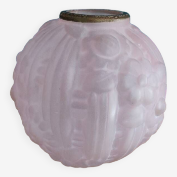 Vase boule art déco rose