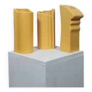 Three yellow vases in Memphis style by ASA Germany.