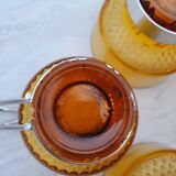 Amber glass italian coffee espresso cups